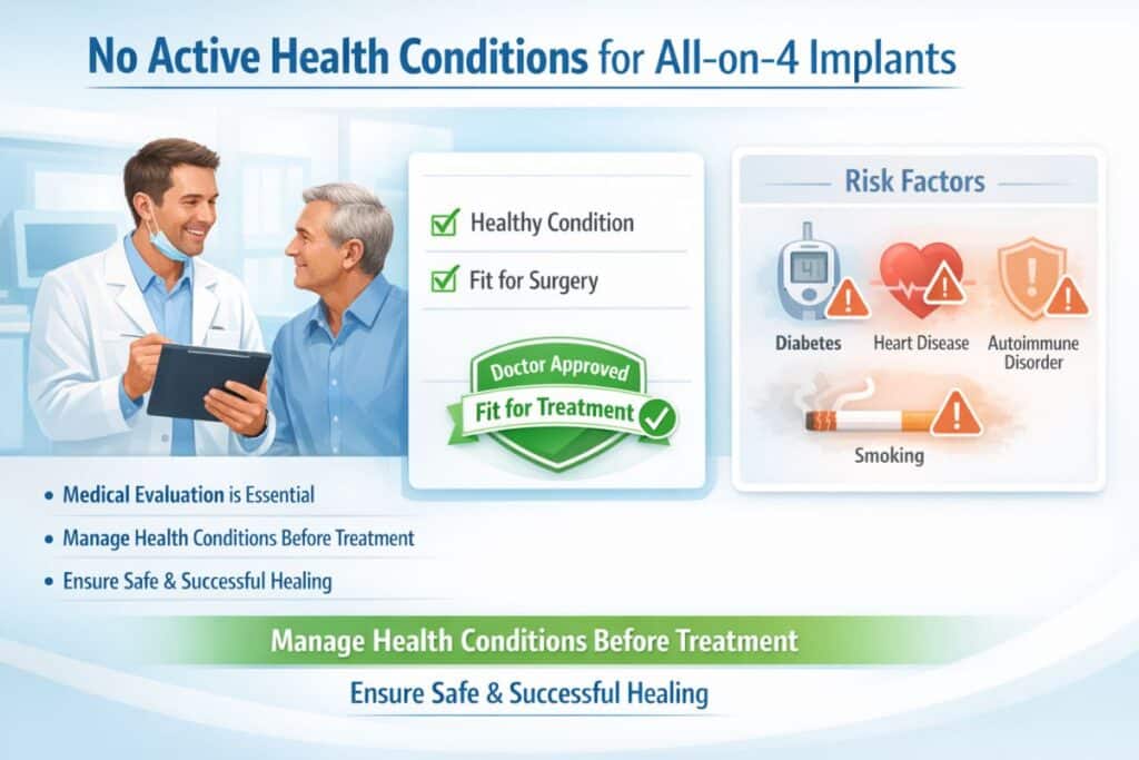 no active health conditions for all-on-4 implants