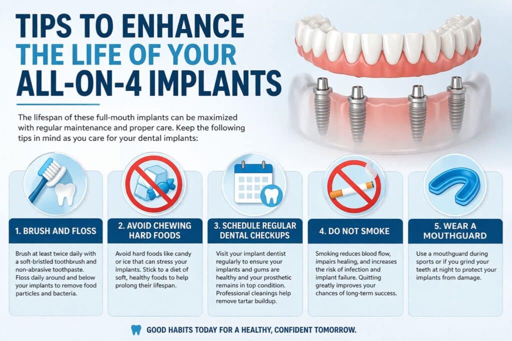 tips to enhance the life of all-on-4 implants